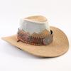 Pălărie western de cowboy pentru bărbați și femei, de vară, respirabilă, vizieră cu protecție solară, bor lat, pălărie de paie cu calotă pentru călătorii în aer liber