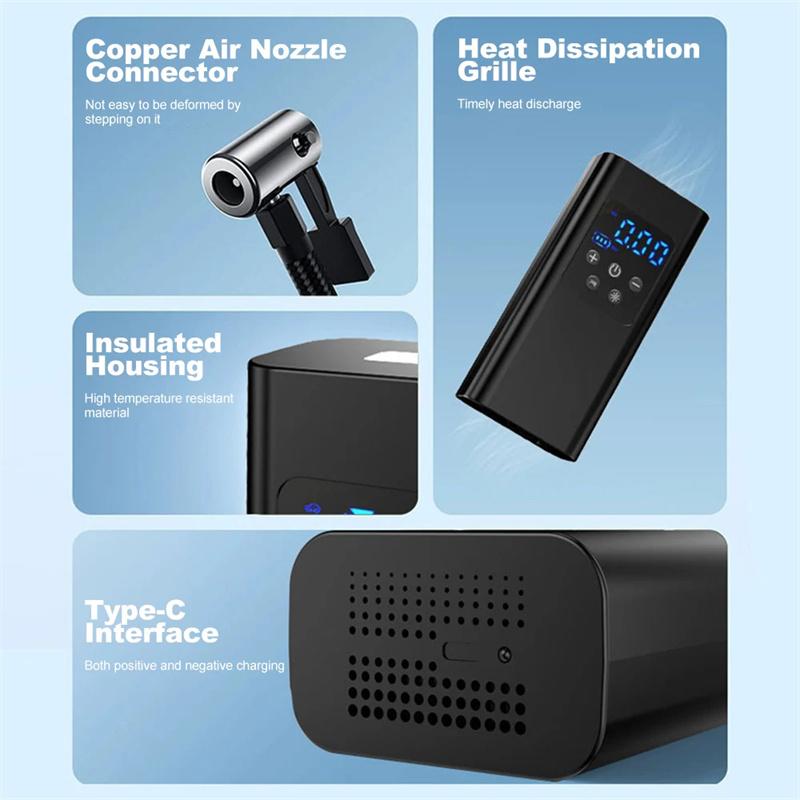 Wireless/Wired Electric Tire Inflator Lcd Digital Display Portable Tyre Inflator With Led Light Digital Inflator Inflatable Pump