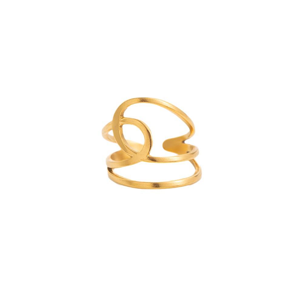 Gold-Plated Irregular Geometric Stainless Steel Ring with Versatile Knuckle Design