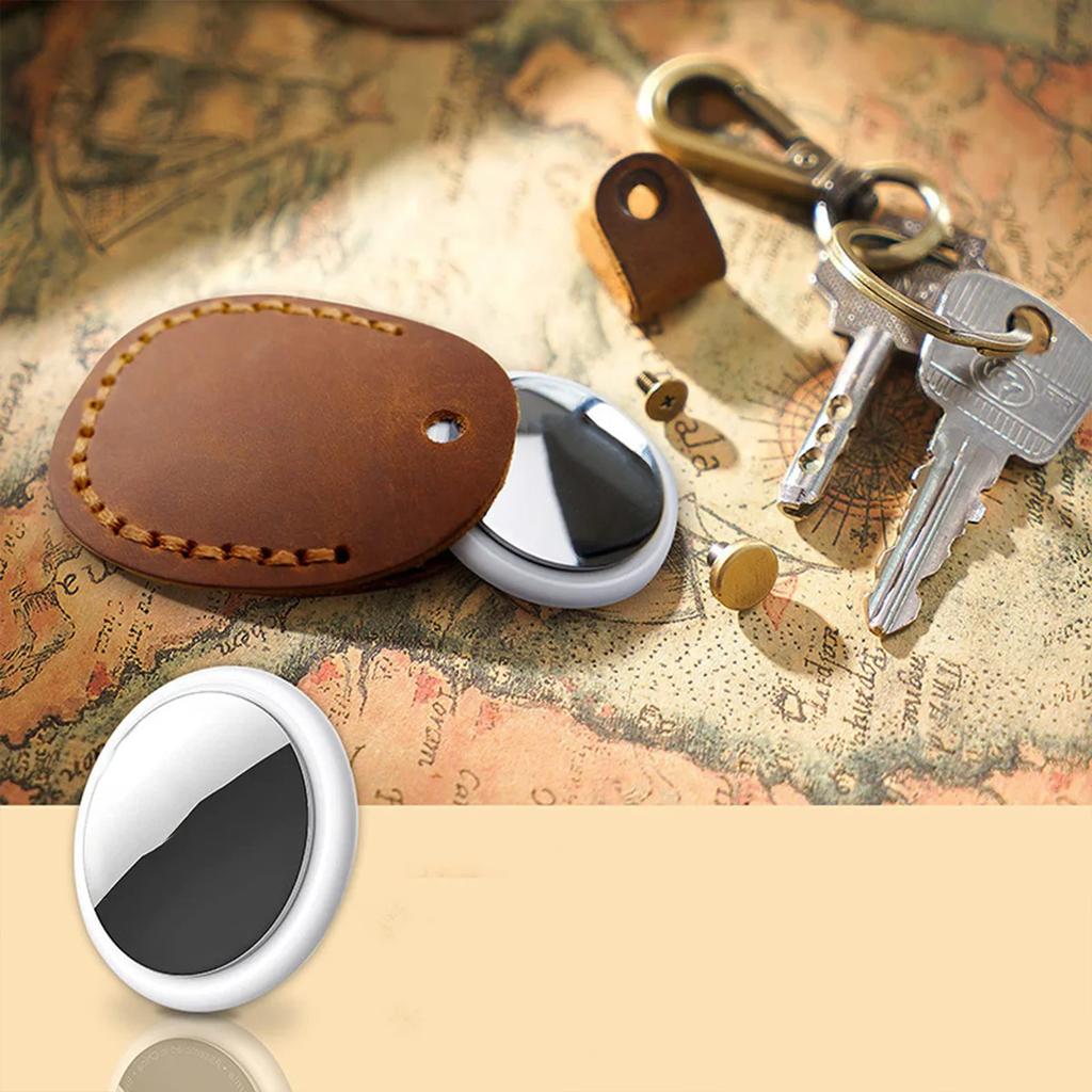 Keyring For Airtags Protective Case Retro High Quality Leather Keychain For Apple Anti-lost Tracker Locator Device Accessories