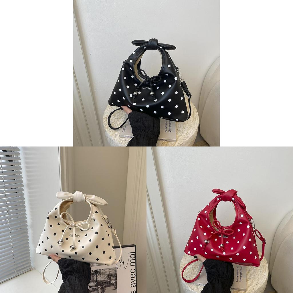 Pu Retro Polka Dot Duffle Bag With Magnetic Closure For Daily Casual Use