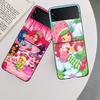 S-Strawberry Cute S-Shortcak Case for Samsung Galaxy Z Flip 6 5G Z Flip 5 4 3 5G Black Hard Cell Phone Cover Luxury PC Shell Coq