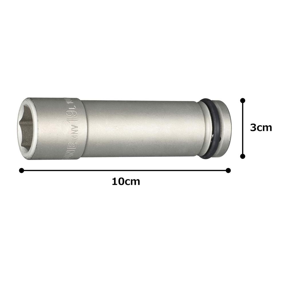 Tone Ultra Long Impact 19mm Width HP4NV-19L100 Socket, 12.7mm (1/2") Drive,