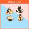 Adorable Black Cat Brooch Cute Moon Cat Metal Badge For Clothing Accessories