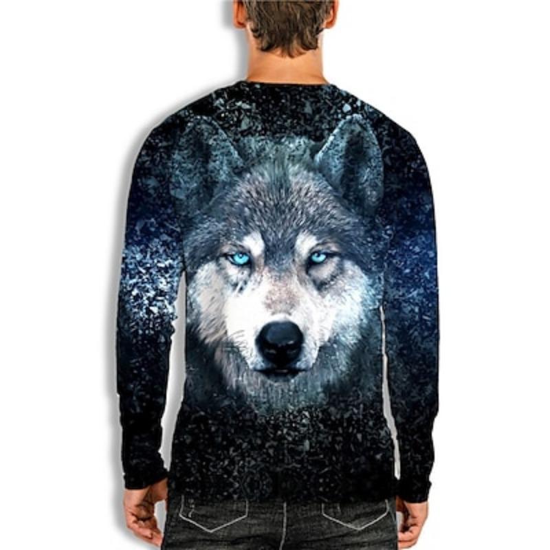 Men's Unisex Wolf Graphic Prints T Shirt Funny T Shirts Long Sleeve T Shirt 3D Print Crew Neck Shirt Designer Casual Big Tall Daily Holiday