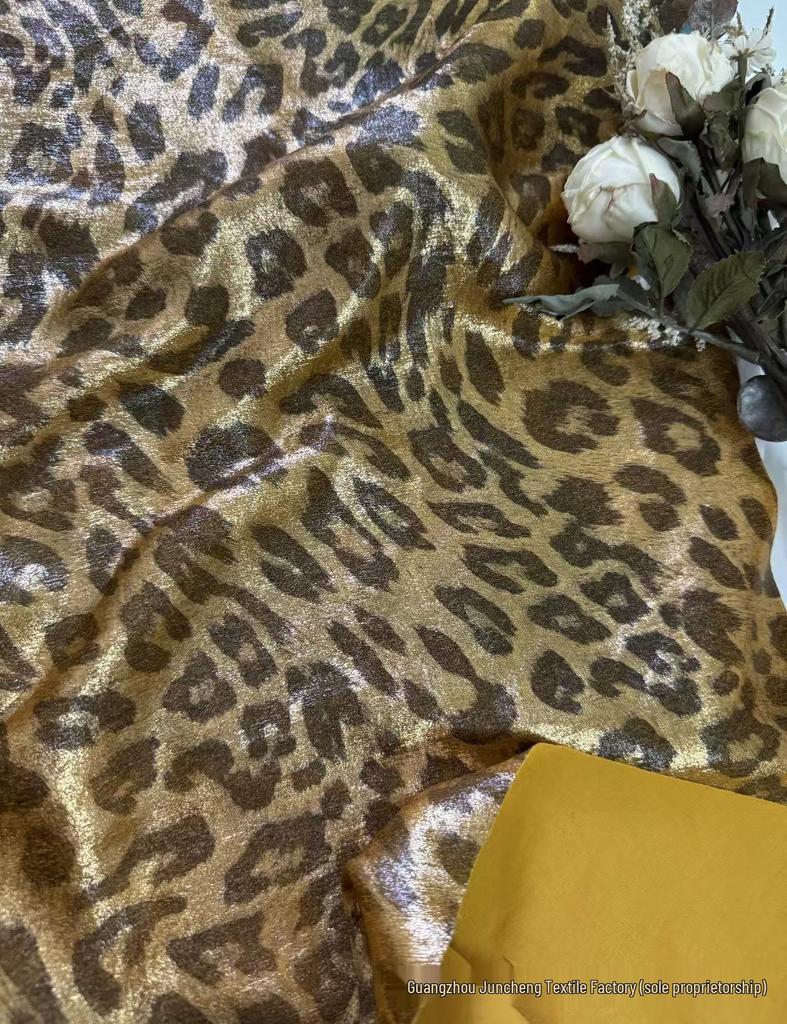 Leopard Velvet Metallic Silver Glitter Dress Fabric - Fashion Costume Performance Material