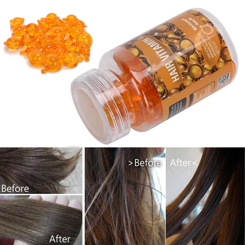SEVICH 30pcs Orange Hair Care Capsule Ginseng Honey Oil Vitamin Dull Hair Repair