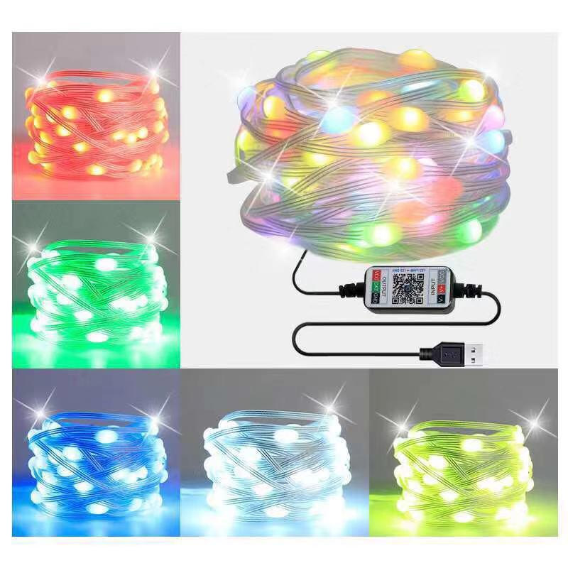 2022 USB Bluetooth Waterproof Leather String Lights for Outdoor Christmas Decor and Camping