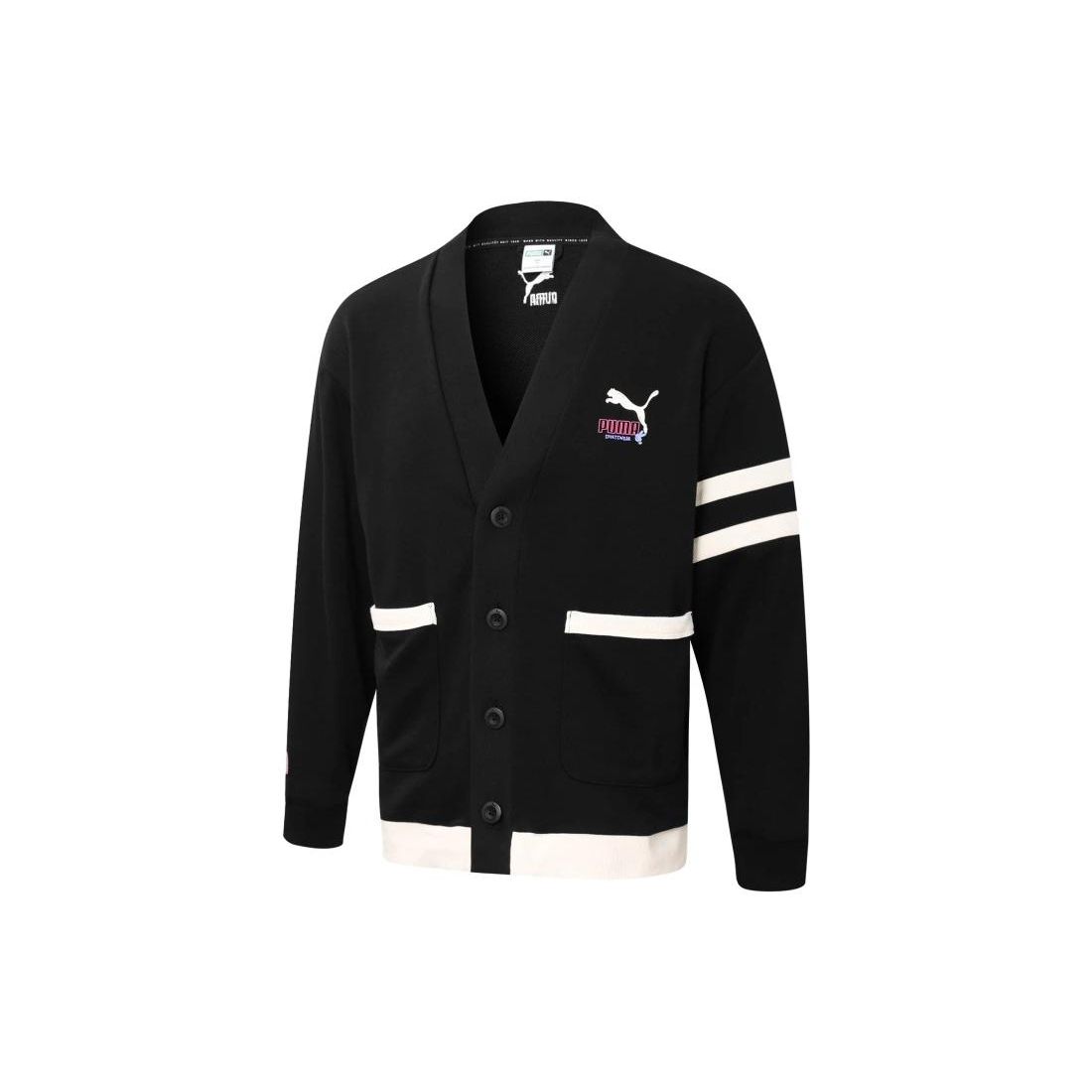 

Кардиган PUMA Logo Striped V-образным вырезом унисекс Черный 537517-01