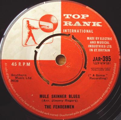 7 hüvelykes lemez FENDERMEN - Mule Skinner Blues / Kínzás JAR395 Top Rank Intern 1960 UK Rock Használt