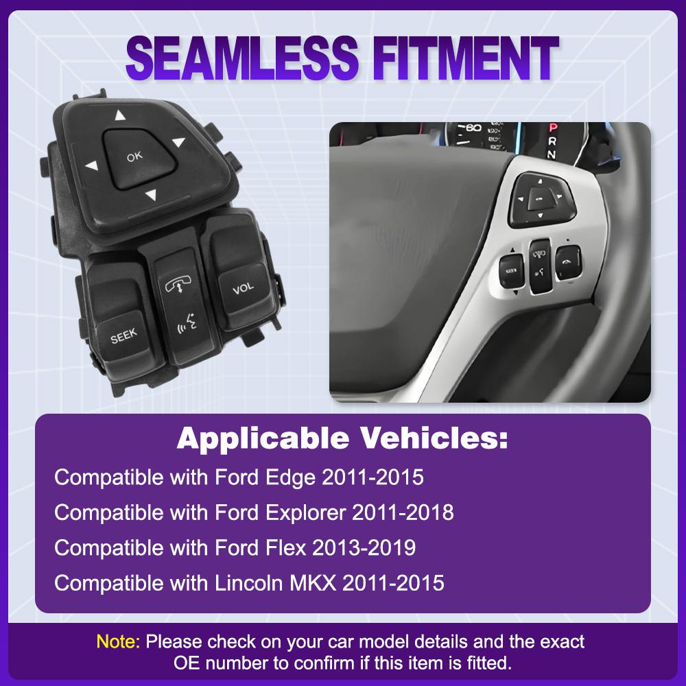 For Ford Edge Explorer Flex Cruise Control Switch Multifunction Steering Wheel Button Audio Cruise Control BT4T9E740AFW