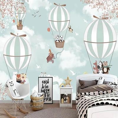3d Cartoon Mural Hot Air Balloon Wall Mural Living Room Children's Bedroom Background Wallpaper