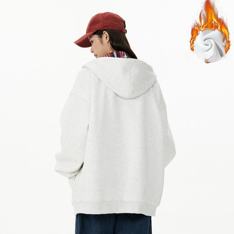 Cardigan Sweater Jacket Men's Autumn and Winter New Trendy Loose Velvet Thickened Youth Hooded Jacket Men