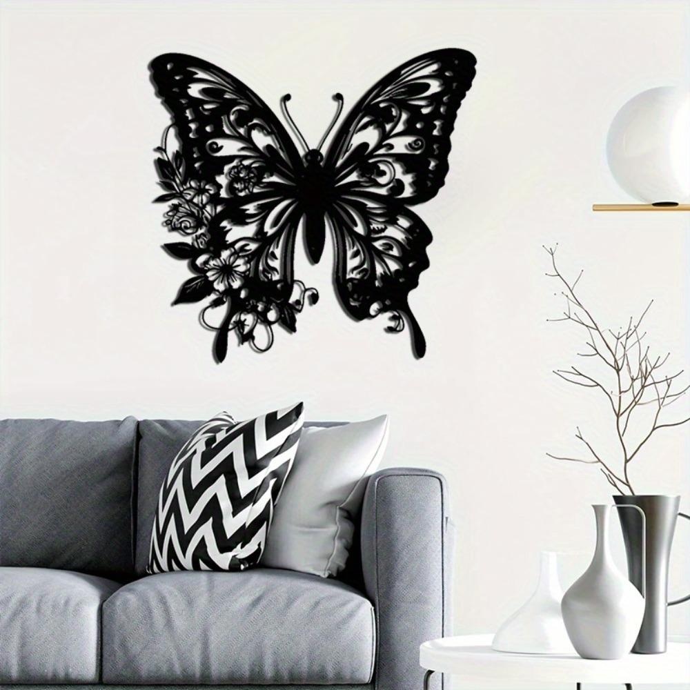 Metalen Vlinder Bloemen Wandkunst Beeldhouwwerk Handgemaakt Tuin Huis Decoratie