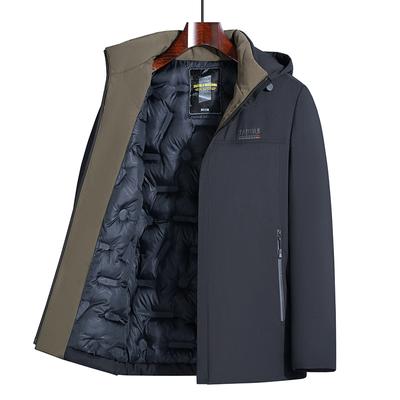 New Winter Cotton-padded Jacket for Men, Middle-aged Dad with Removable Hood, Light Business Men's Jacket