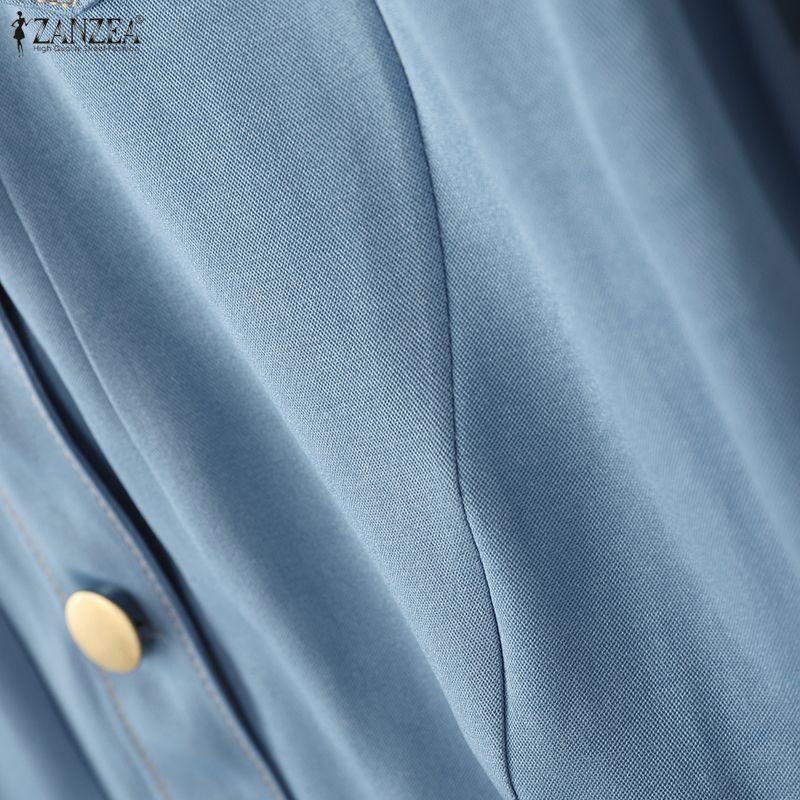 ZANZEA Blouse Patchwork Ample Décontractée à Manches Longues pour Femmes