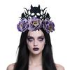Adjustable Witch Devil Crowns Headpiece For Halloween Parties Soft Fabric Roses Costume Decoration