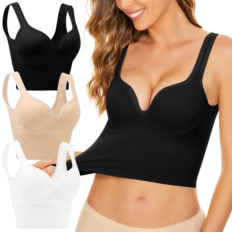Women's Backless Sports Bra with Fixed Cup and Crossed Straps