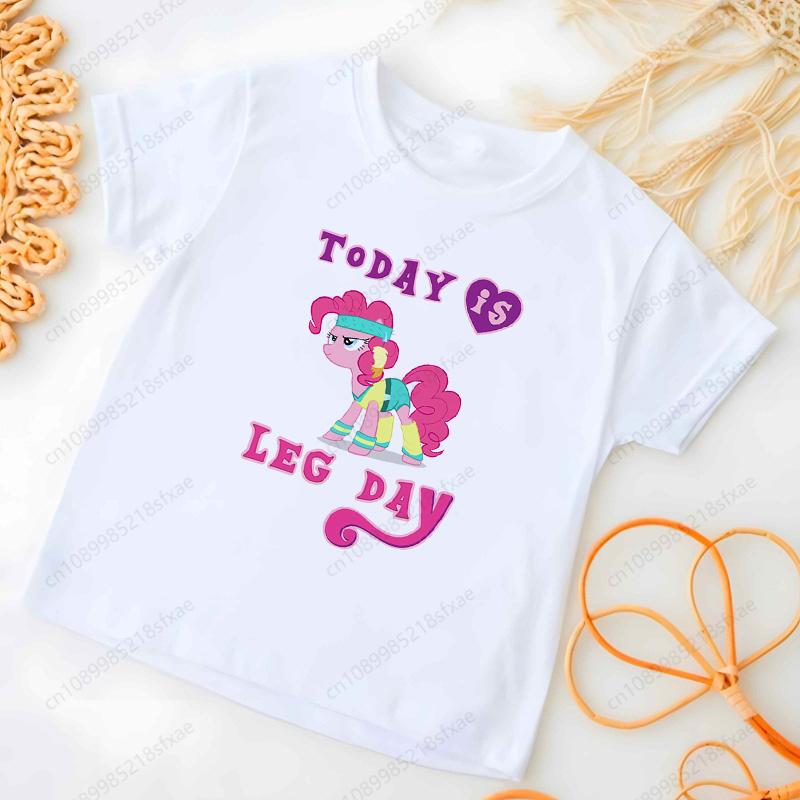 

Girl Teen Clothes Tshirt Funny My Little Pony Print White T Shirt White Round Neck Short Sleeve Boys T Shirts 110