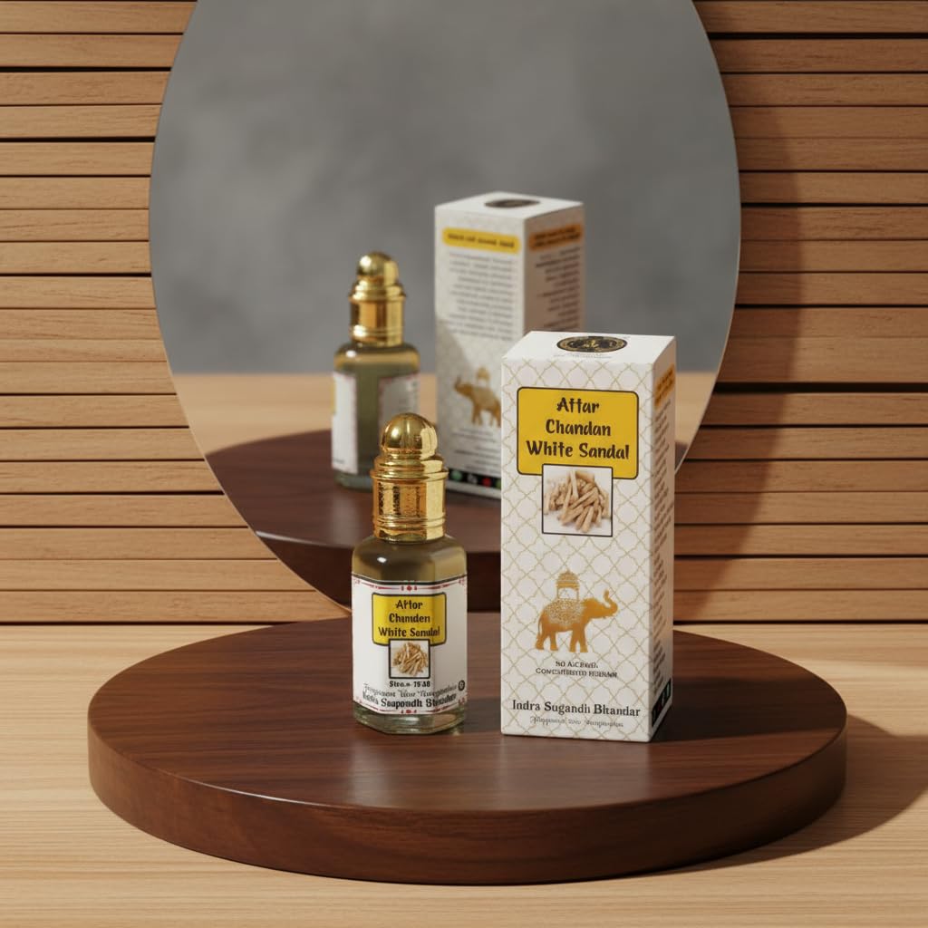 INDRA SUGANDH BHANDAR Liquid Attar For Men|Women White Sandal|Chandan 12Ml Natural Sandalwood Ittar Long Lasting Fragrance Rollon Pack