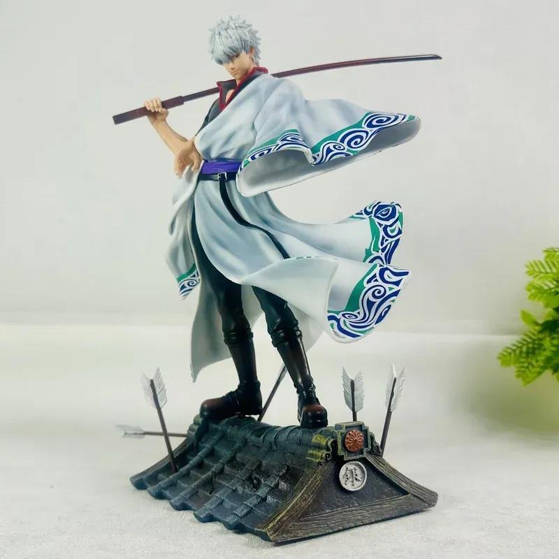 Sakata Gintoki Anime Gintama 2.0 Upgraded Roof Battle Gk Action Figure Pvc Desktop Decoration Trendy Children Toy Birthday Gift