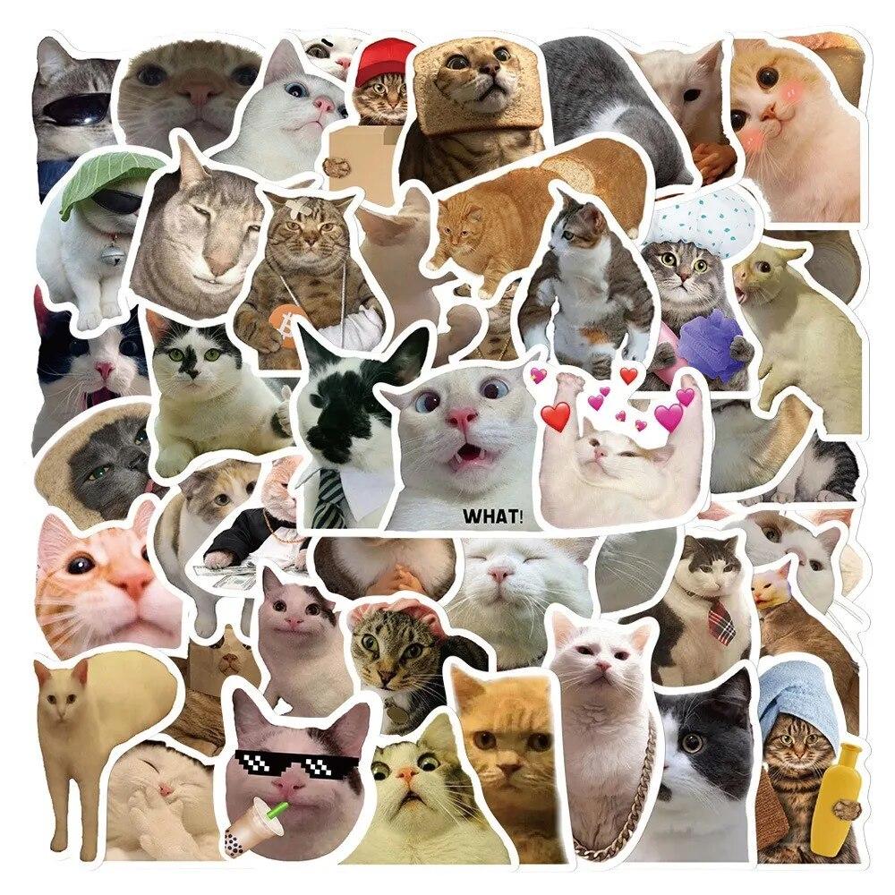 

50Pcs/Bag,Fun Cat Stickers,Petwaterproof, Be Suitable For Suitcase Skateboard Diy Luggage Laptop Phone Creative Stationery Toys (As shown-7139)-