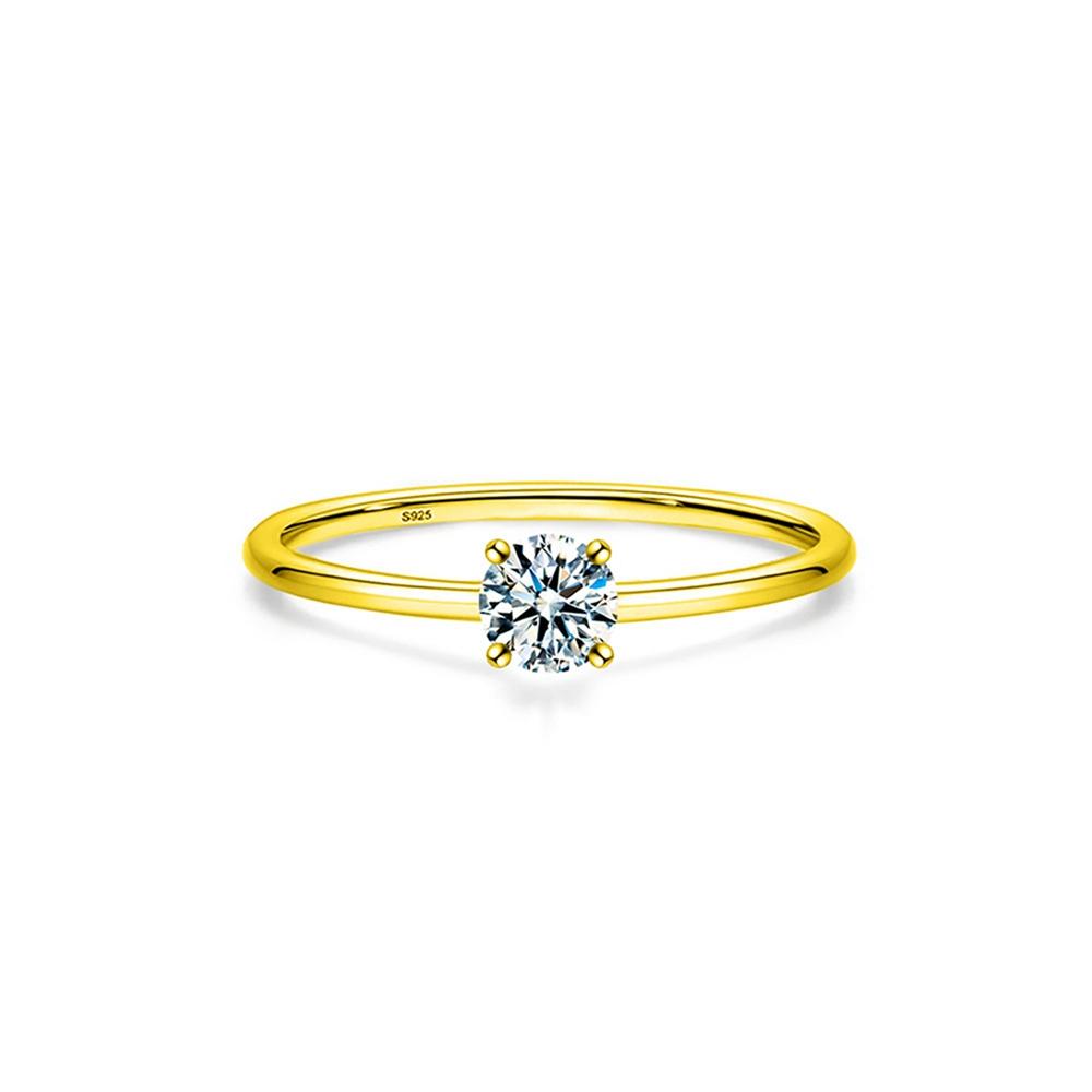 Vinregem 925 Sterling Silver 3EX VVS1 D Color Round Cut 4 MM 0.25CT Real Moissanite Diamonds Women Ring Wedding Party Fine Jewelry Gifts