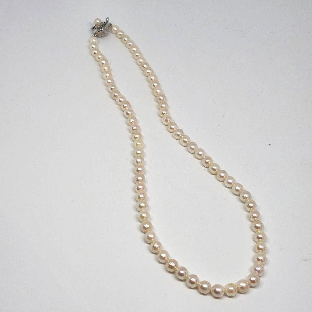 Used Genuine Pearl Necklace Necklace Perl School Mama Ladies Accessories White Silver Metal Fittings Real White