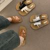 Korean Retro Niche Set of Toe Slippers for Women's Summer Wear 2025 New Flat-soled Beach Shoes, Seaside Soft-soled Sandals