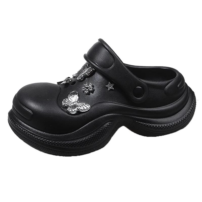 

Fashion Crystal Butterfly Platform Clogs Sandals for Women Summer Closed Toe Thick Bottom Sandles Woman Outdoor Non Slip Beach Slippers 39-40 чёрный