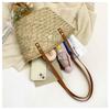 Minimally Designed One Shoulder Woven Bag with A New Cover Made of Natural Grass Vine Woven Bag for Vacation Beach, Versatile Woven Bag for Women