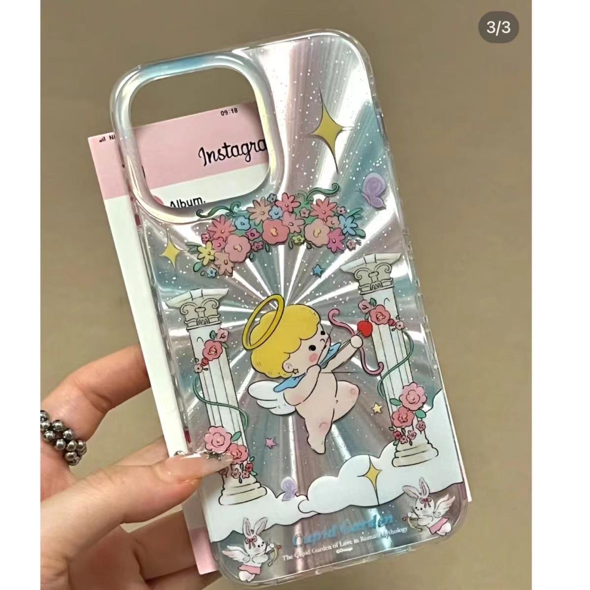

Чехол для iPhone с блестками и мультяшной пудрой: Подходит для iPhone 11/12/13/14/15 Pro Max, защита от падений iPhone 15 Pro