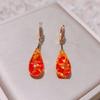 1 Pair Trendy Colorful Flower Water Drop Dangle Earrings Women Wedding Fine Jewelry Gold Color Eardrop