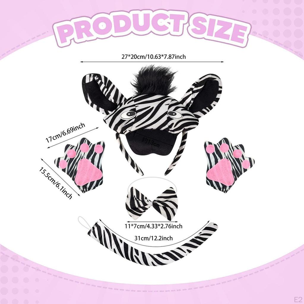 Uszy Zebry Muszka i Ogon Akcesoria Kostiumowe Zwierzęce Rekwizyty Filmowe