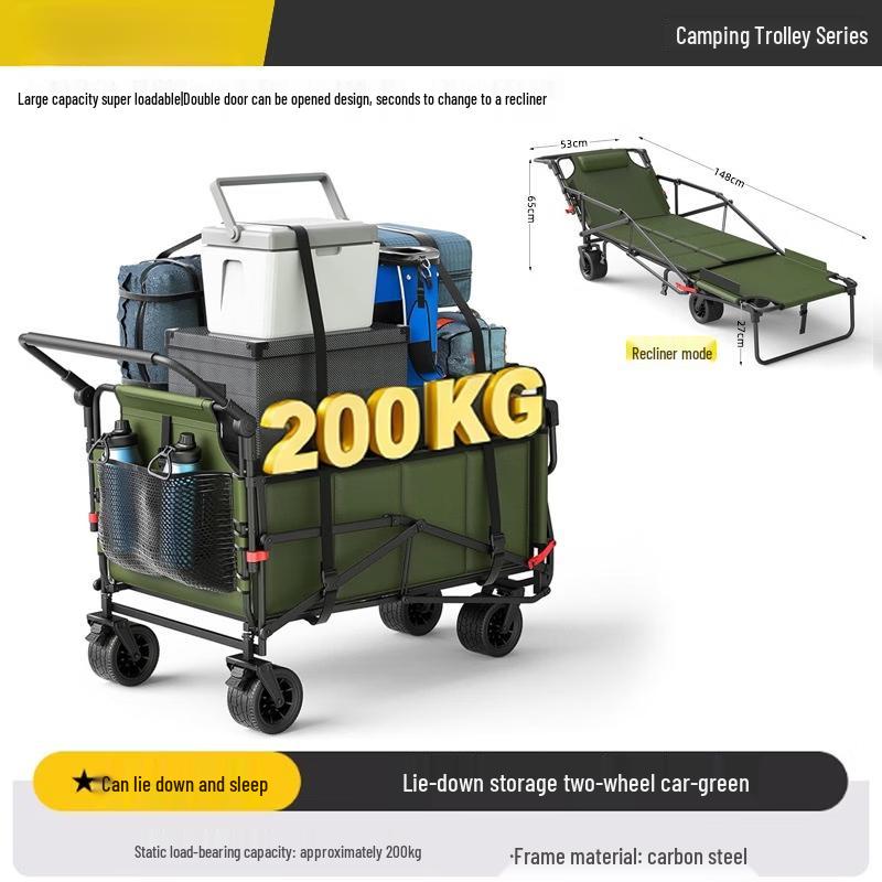 Folding Outdoor Camping Cart with Tank Wheels