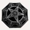 Decorative Pentagram Symbol Wall Art Print Umbrella, Cute Umbrella with Cute Design, Portable 3-Fold Compact Umbrella for Men & Women, Valentine's Day