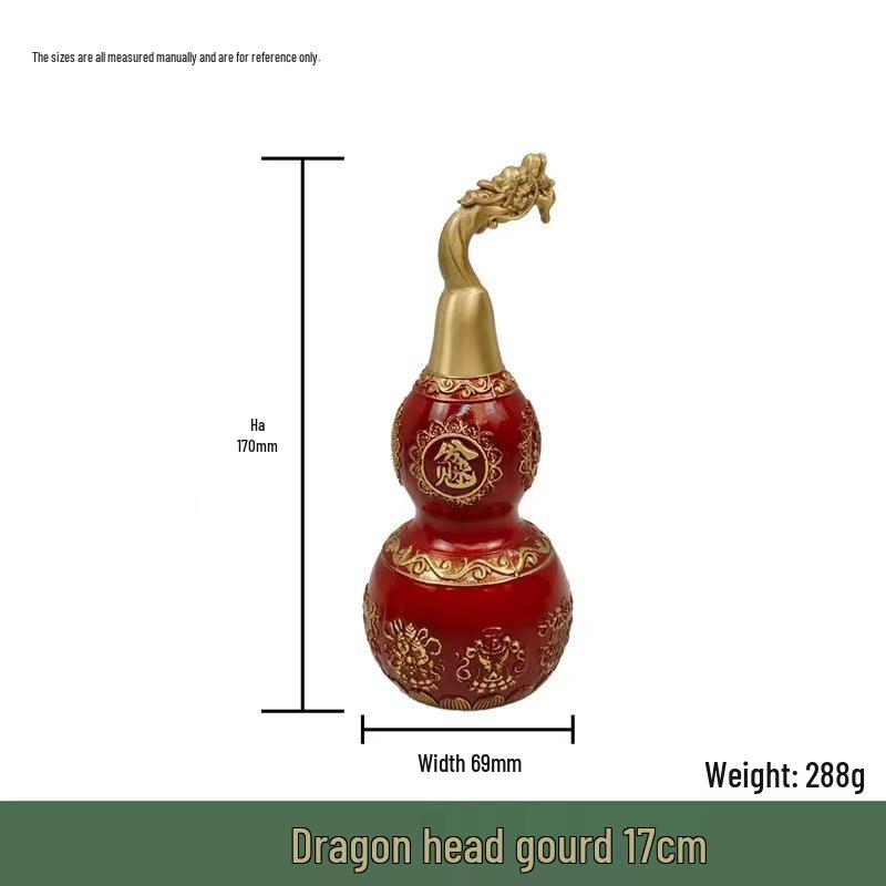 Латунный тыквенный орнамент в виде головы дракона с основанием Багуа для привлечения богатства в декоре гостиной Base Diameter 6 cm, Height 17 cm