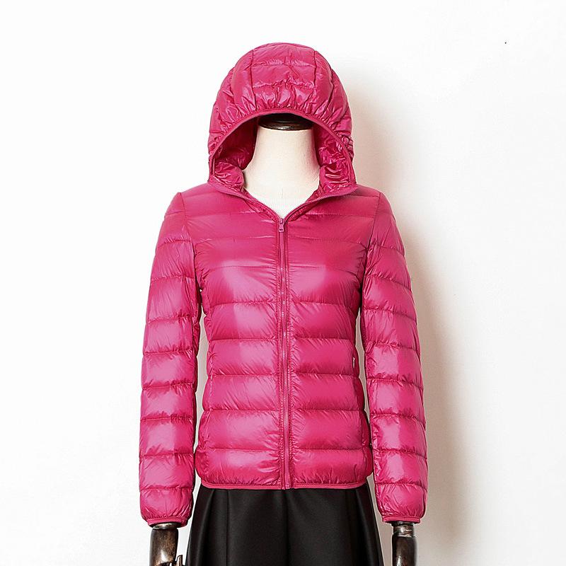 Winter light and thin casual hooded down jacket women's simple short fashion women
