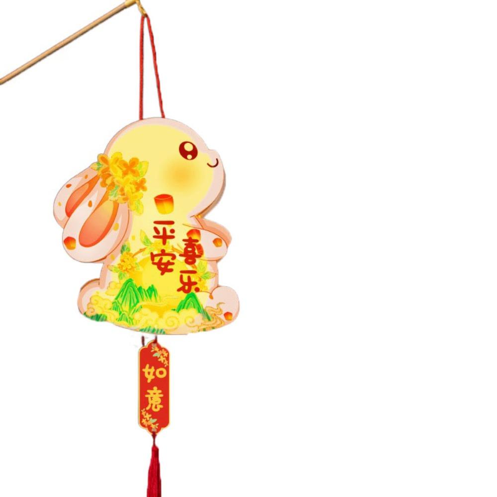Cartoon Mid-Autumn Festival Lantern Glowing Lantern DIY Material Package Rabbit Lanterns  Gifts