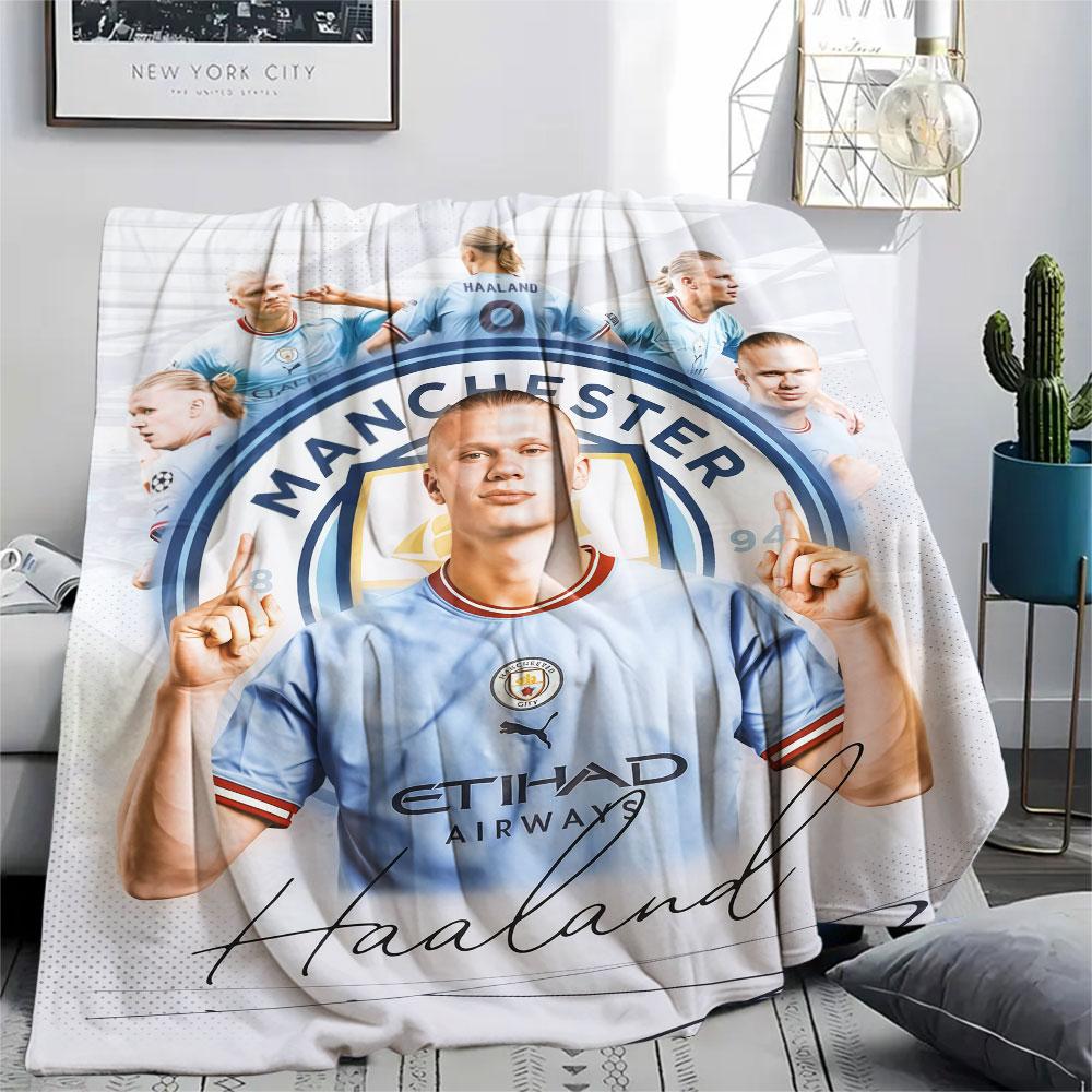 Erling Haaland Printed Flannel Blanket, soft throw for bedroom sofa, washable,soccer fan merchandise, great gift. 80cm x 120cm