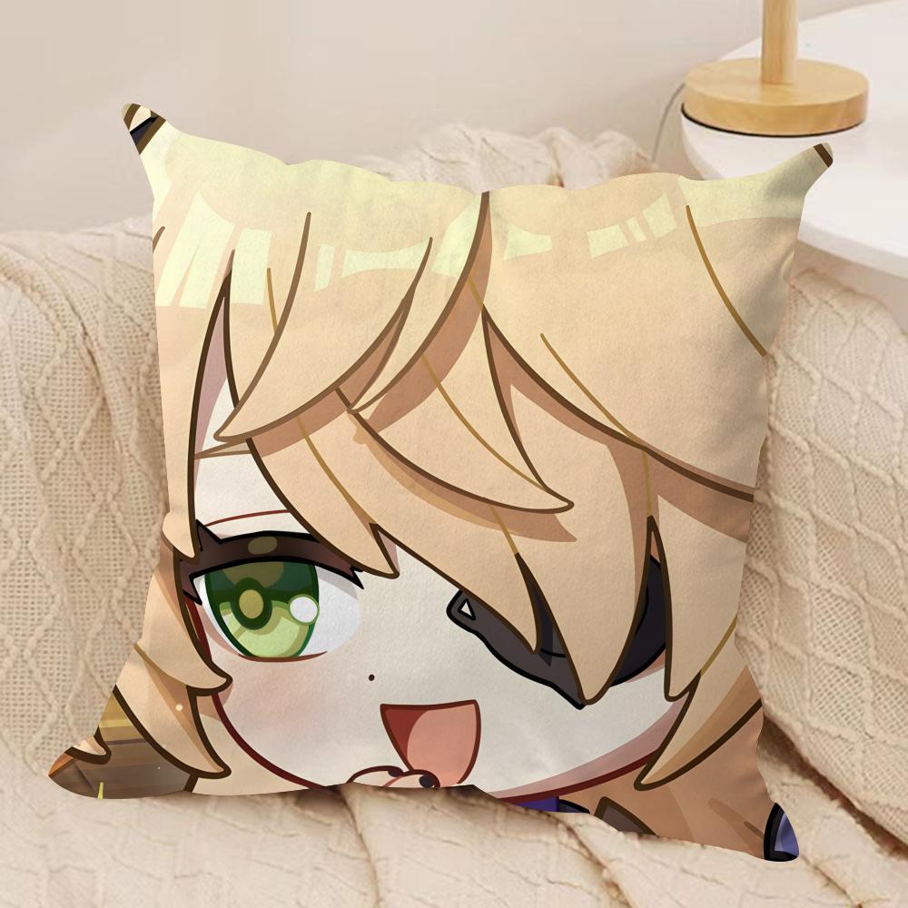 Fischl Cute Cute Genshin Impact Cushion Cover Silky Short Plush Invisible Zipper Dustproof Sofa Pillow Case For Home Decor