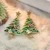 Green Christmas Tree Zircon Crystal Star Earrings Stud For Women Dangle Xmas Party Jewelry Party Gift
