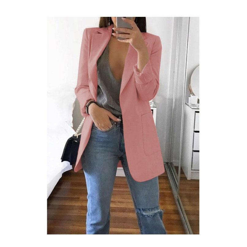 Fashion Casual Suit Polo Neck Slim Fit Cardigan Temperament Women's  Coat Spring and Autumn