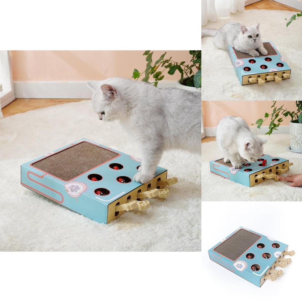 Five-hole Whack-a-mole Corrugated Cat Scratcher Multifunctional Toy For Cats And Kittens Wood And Corrugated Paper