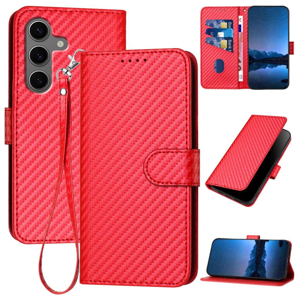 YX0070 For Samsung Galaxy S25+ Wallet Case Carbon Fiber Texture Leather Cell Accessories Phone Cover