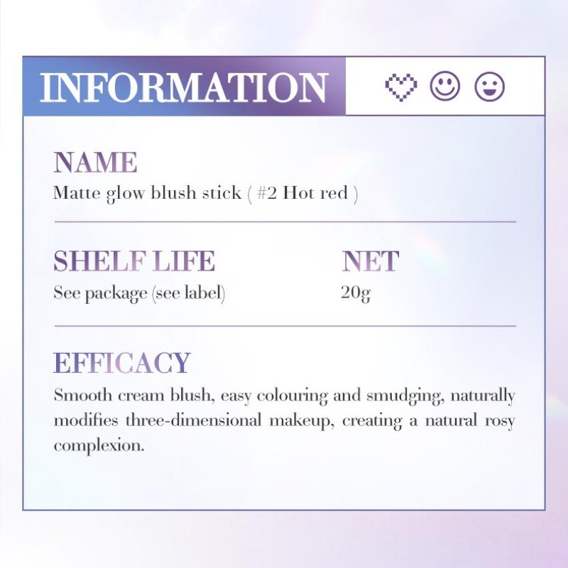 Blush 20g Natural Matte Overflow Color Blush Stick Red Orange Pink Red Skin Care Products