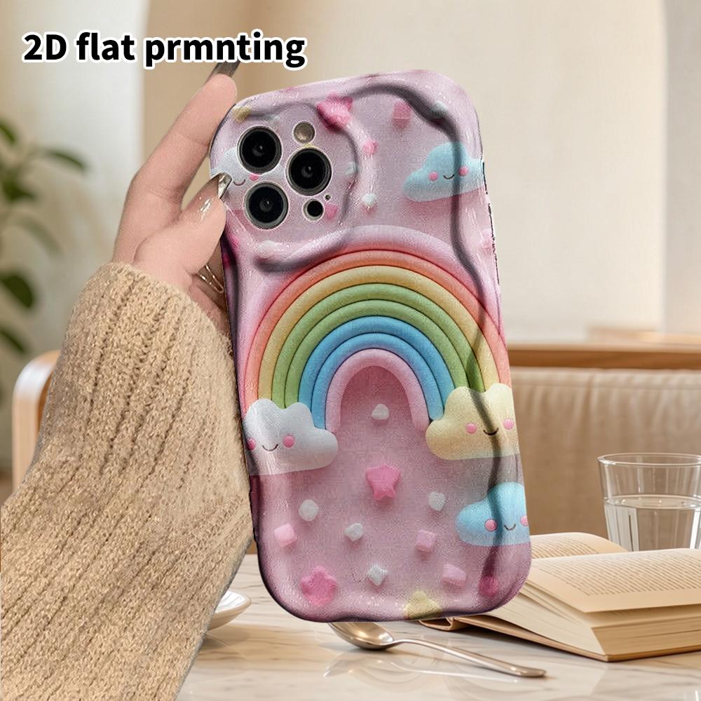 Phone Case: 2D Flat Design Suitable for iPhone 18, 17, 16, 15, 14, 13 Pro Cases, Couple Style, Rainbow Clouds, Christmas and Halloween Gifts