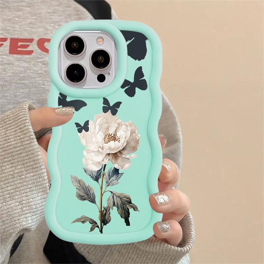 Soft Phone Cover Case for iPhone 8 17 Air 12 15 Plus XR 11 16 Pro Max 13 14 Butterfly Flower