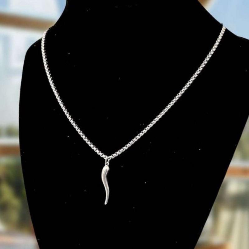 Italian Horn Necklace Corn God Pendant, Stainless Steel Jewelry Gem Gift