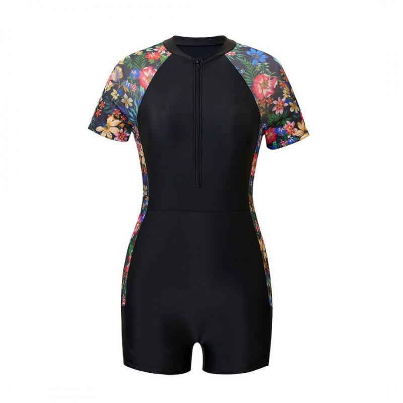 

One-piece Swimsuit Female Sports Color Printing Bikini Breathable Diving Suit M